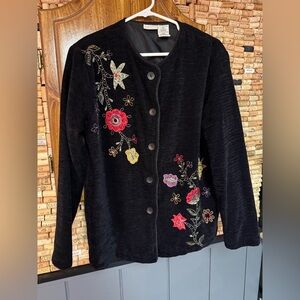 Vintage White Stag Acrylic embroidered beaded lightweight cardigan jacket sz M